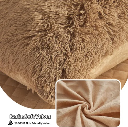 Miniatura 4 de LIFEREVO Paquete de 2 fundas de almohada de pelo sintético, serie de lujo, súper suave, con cierre de cremallera para decoración del hogar, sofá