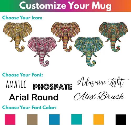 Miniatura 2 de Regalos de elefante, taza de café personalizada de 11 oz con nombre de elefante - Regalos de Navidad para mujeres, niños - Bonita taza de té