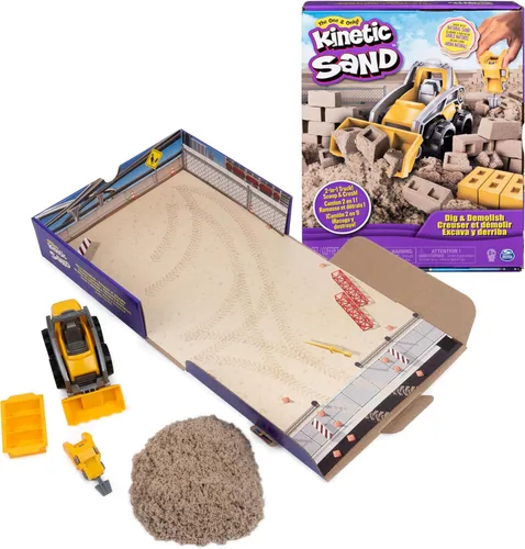 Miniatura 10 de Kinetic Sand, Caja de Arena Plegable del Sitio de Construcción con 2 Libras de Arena de Juego y Camión de Juguete, Estuche de Almacenamiento