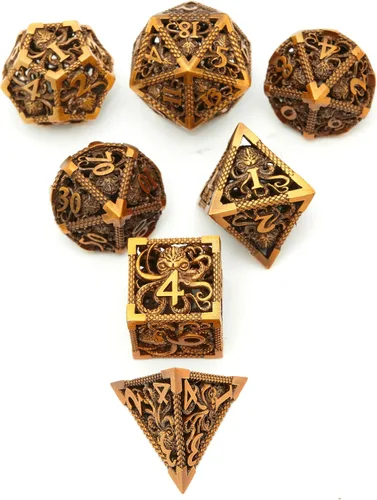 Miniatura 5 de Juego de dados de Dungeons and Dragons DND, juego de dados D y D, juego de dados de metal MTG D20, dados poliédricos huecos para juegos de rol