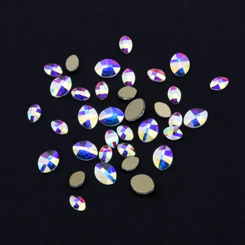 Miniatura 7 de Juego de 240 piezas de diamantes de imitación AB de cristal AB de 12 estilos populares con parte trasera plana, varios tamaños, para decoración
