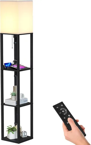 Miniatura 10 de SUNMORY - Lámpara de pie con estantes, lámpara de pie regulable con luz RGB y control por APP, lámpara de pie alta con estantes para sala de estar