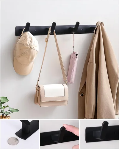Miniatura 3 de Ganchos multifuncionales para toallas de bata, ganchos de pared para ropa no perforados, ganchos de aluminio para colocar armarios, baños, pasillos