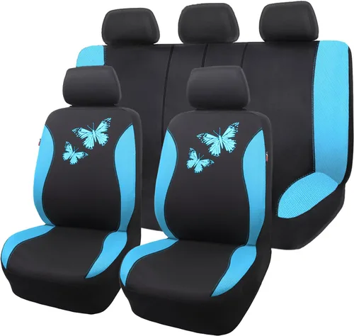 Miniatura 26 de Flying Banner - Juego completo de fundas para asiento de automóvil Butterfly, estilo universal de moda para mujer, para banco trasero (divisible)