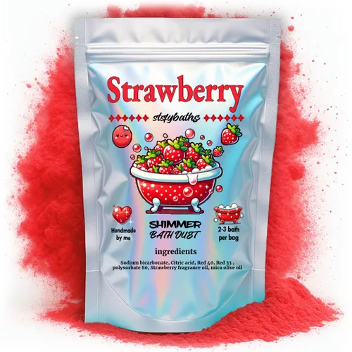 Bomba de baño con brillo rojo en una bolsa - Bombas de baño hechas a mano con aroma a fresa para mujeres, niños y hombres - Bombas de baño en masa
