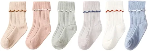 WATOCHE Calcetines para bebés y niñas pequeñas con volantes, calcetines de vestir con volantes, calcetines antideslizantes para bebés, calcetines