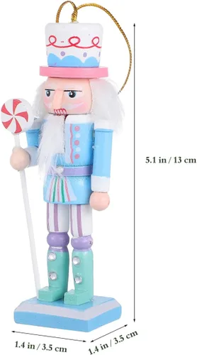 Miniatura 2 de Amosfun 4 adornos de cascanueces de madera – 4.7 in de alto soldado cascanueces figuras pastel cascanueces adorno colgante de árbol