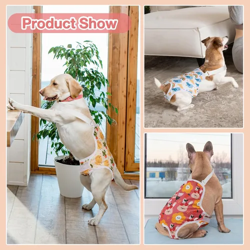 Miniatura 7 de MICOOYO Pañal Enterizo para Perro, Braguita Sanitaria con Tirantes Ajustables, Pañales Lavables para Período de Perro, Ropa Interior para Mascotas
