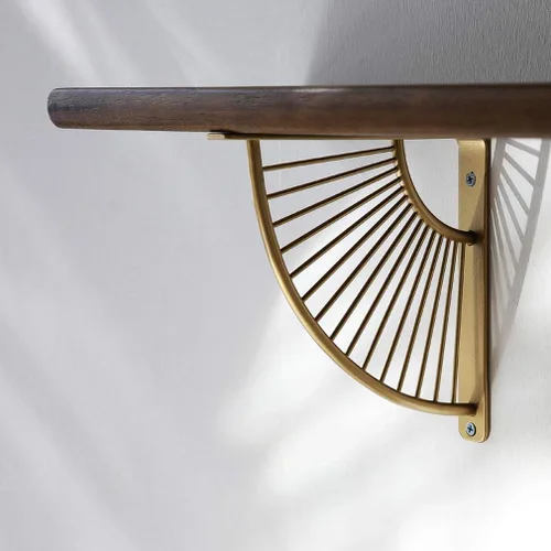 Miniatura 4 de Soporte de estante flotante de metal montado en la pared, triángulo dorado para decoración de bricolaje, soportes de estantería de ángulo recto