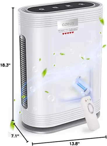 AZEUS Purificador de aire HEPA verdadero para el hogar, hasta 2160 pies cuadrados para habitación grande, luz UV, generador iónico, filtro de