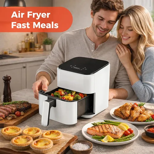 Miniatura 7 de NEWBULIG Freidora de aire, freidora digital compacta de 3 cuartos de galón con placa antiadherente y cesta apta para lavavajillas, comidas rápidas