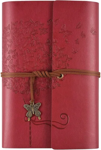 Miniatura 11 de Diario de cuero OMEYA, cuaderno de escritura recargable, planificador de diario para mujeres y niñas (Azul, A6 18.5 cm x 13 cm)