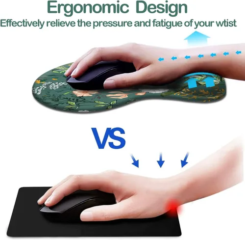 Miniatura 2 de DOOKE Alfombrilla de mouse ergonómica con soporte para muñeca, lindas alfombrillas de mouse con base de poliuretano antideslizante para el trabajo