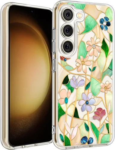 Miniatura 18 de Unov Funda compatible con Galaxy S23 transparente con diseño de TPU suave, absorción de golpes, patrón delgado en relieve protector de 6.1 pulgadas