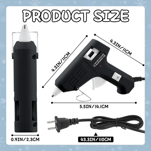 Miniatura 2 de Threlaco 6 Pcs Mini Hot Glue Gun for Class Craft Glue Guns Fast Preheating Hot Melt Gun Low Temp with Burn Protection School DIY Home, 20 W (Black)