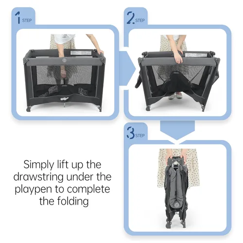 Miniatura 7 de Pamo Babe Corralito Portátil Plegable Parque Infantil Cuna Portátil para Bebés y Niños Pequeños Gris-Carbón