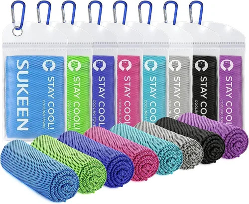 Sukeen [4 unidades] Toalla de refrigeración (40 x 12 pulgadas), toalla de fresca, toalla de microfibra suave transpirable para yoga, deporte,