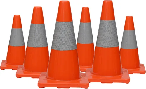 Miniatura 5 de Juego de 6 conos de seguridad de tráfico de PVC de 18 pulgadas con collar reflectante (6 conos)