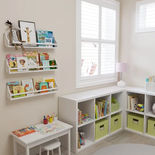 Miniatura 5 de Angel - Estantes flotantes de 30 pulgadas para decoración de pared, estante de almacenamiento de juguetes y estantes de libros para guardería