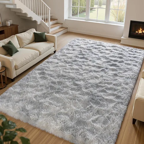 Miniatura 53 de Zentavio Alfombras de área para sala de estar, alfombras grises para dormitorio, alfombra de 4 x 6, alfombra mullida, peluda y suave, shag estética