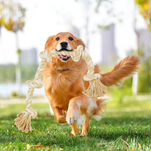 Miniatura 7 de Bmag Juguetes de cuerda para perros para masticadores agresivos, juguetes interactivos y resistentes para perros medianos y grandes, juguete de Beige