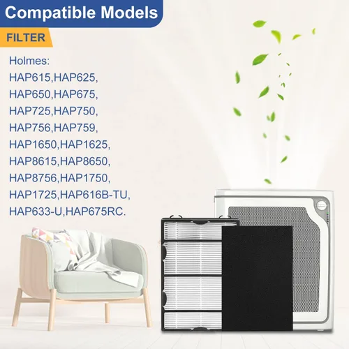 Miniatura 4 de Filtro de repuesto HAPF600 para purificador de aire Holmes HAPF600, 4 filtros + prefiltros de carbono, parte HAPF600 HAPF600D HAPF600D-U2 HAP615
