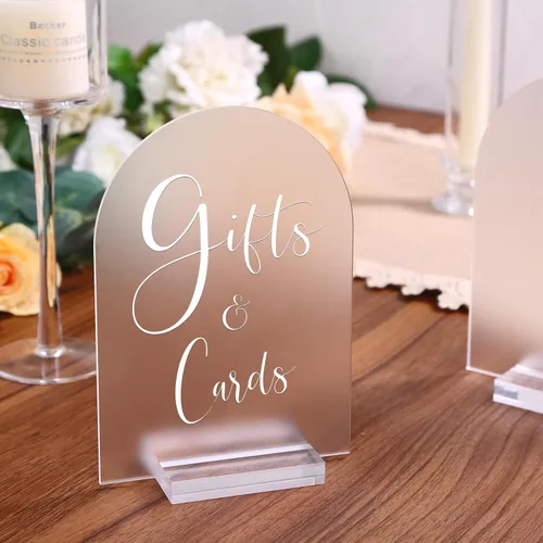 Miniatura 5 de UNIQOOO 20 carteles de mesa de arco esmerilado de acrílico de 5 x 7 pulgadas para bodas, 1/8 pulgadas de grosor, hoja de letrero de arco en blanco