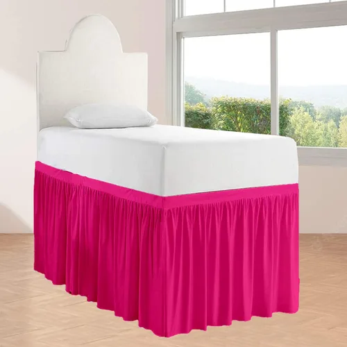 Miniatura 18 de Falda de cama larga de 42 pulgadas con caída de 42 pulgadas, patrón de volantes, falda de cama para dormitorio universitario, esquinas divididas