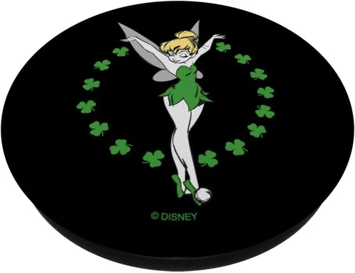 Miniatura 2 de Disney Peter Pan Tinker Bell Shamrock St. Patrick's Day PopSockets agarre y soporte para teléfonos y tabletas, Negro