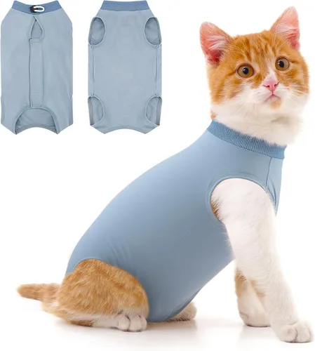 Miniatura 13 de Traje de recuperación para gatos para heridas abdominales o enfermedades de la piel, mameluco de gato para gatos después de la cirugía, traje