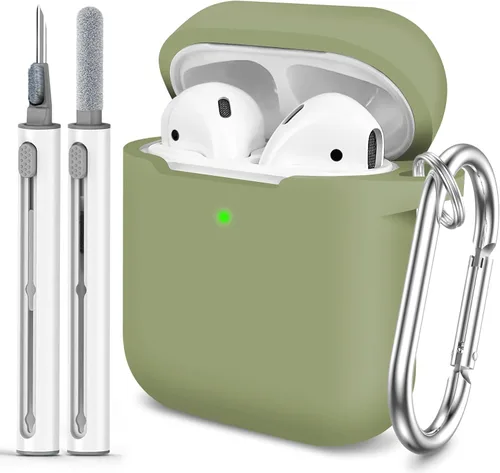 Miniatura 26 de Funda Protectora para AirPods 1/2, viene con kit de limpieza, funda protectora de silicona suave con hebilla, compatible con estuche de carga