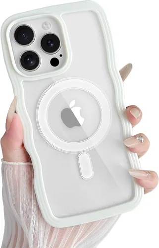Miniatura 46 de Yeddabox Magsafe - Funda compatible con iPhone 13, diseño de ondas, lindo marco de colores de caramelo con ondas de agua, a prueba de golpes