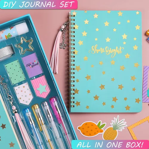 Miniatura 4 de Kit de diario de bricolaje para niñas, juego de álbumes de recortes y suministros de diario, regalos de cumpleaños para niñas adolescentes