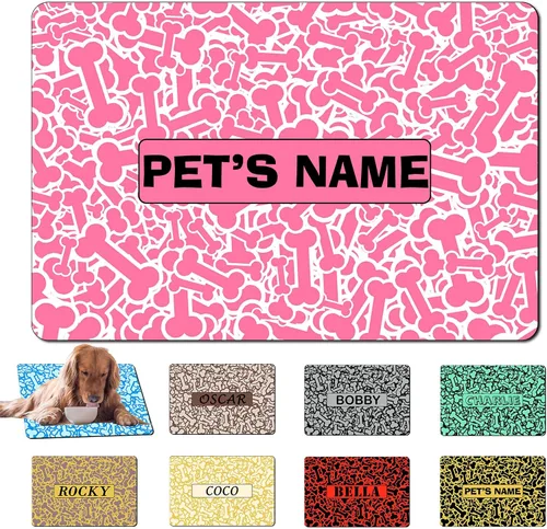 Tapete personalizado de comida para perros con nombre de la mascota, mantel individual personalizado con respaldo antideslizante, tapete de Estilo