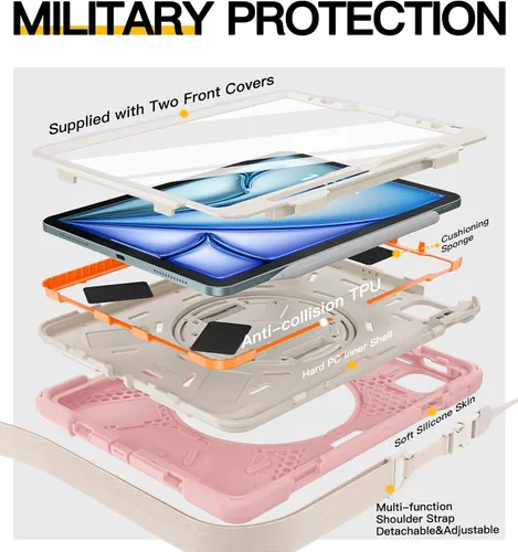 Miniatura 6 de BRAECN Funda para iPad Air de 11 pulgadas 2026 (M4) 2025 (M3) 2024 (M2), iPad Pro de 11 pulgadas (4ª/3ª/2ª/1ª) y Air 10.9 pulgadas (5ª/4ª) con Rosa