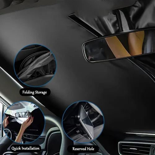 Miniatura 6 de Parasol plegable para parabrisas delantero de automóvil, ajuste personalizado para Toyota 4Runner 2010-2023 2024 2025, accesorios interiores