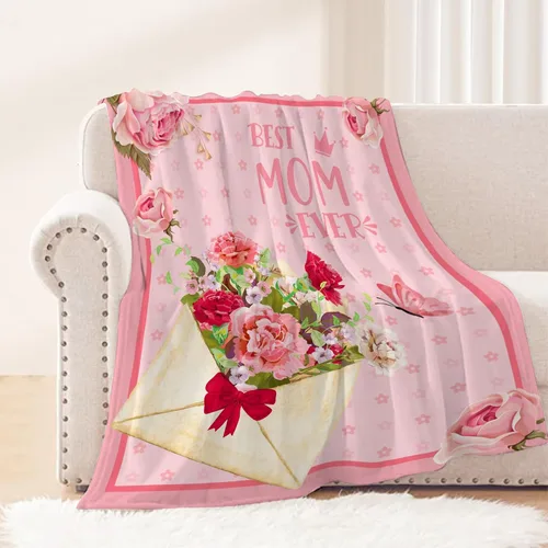 Miniatura 17 de Manta de regalo para el día de la madre, de hija, hijo, cumpleaños, San Valentín, para mamá, abuela, mujeres, Love You Best Mom Ever, suave, sofá