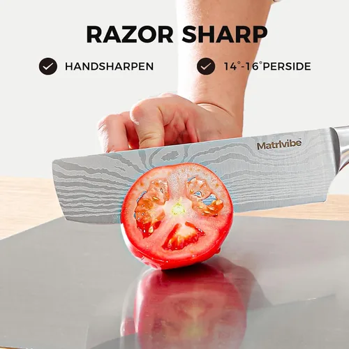 Miniatura 4 de Cuchillo Nakiri - Cuchillo de verduras de 7" de corte preciso, cuchillo de cocina de acero de alto carbono, cuchillo de chef japonés multiusos