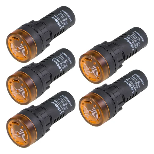 Miniatura 6 de uxcell 5 luces indicadoras rojas con zumbador AC/DC 24 V, 0.866 in, alarma intermitente de montaje en panel, para panel de control eléctrico, HVAC