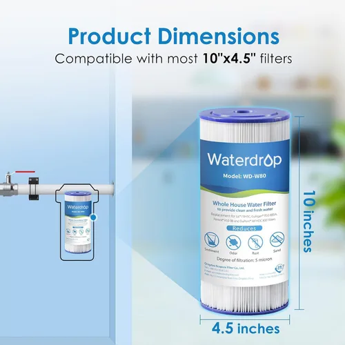 Miniatura 4 de Waterdrop FXHSC - Filtro de agua para toda la casa, repuesto para GE® FXHSC, GXWH40L, GXWH35F, American Plumber W50PEHD, W10-PR, Culligan® R50-BBSA