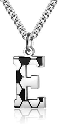 AIAINAGI Collar de fútbol con letra inicial de la A a la Z para hombre, dije con dije con cadena de plata de acero inoxidable de 22 pulgadas, regalo