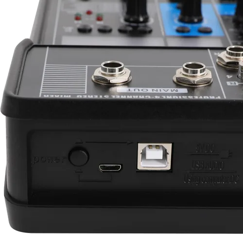 Miniatura 8 de Mezclador de audio Bluetooth Live Studio de 4 canales, pantalla LED, consola de mezcla USB profesional con ecualizador de 3 bandas, consola