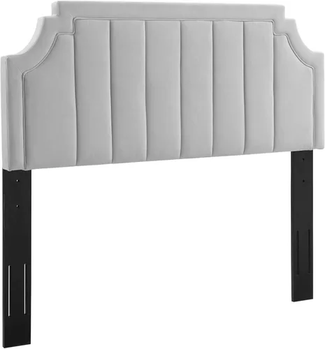 Miniatura 3 de Modway Alyona - Cabecera capitoné de terciopelo de alto rendimiento, color gris claro
