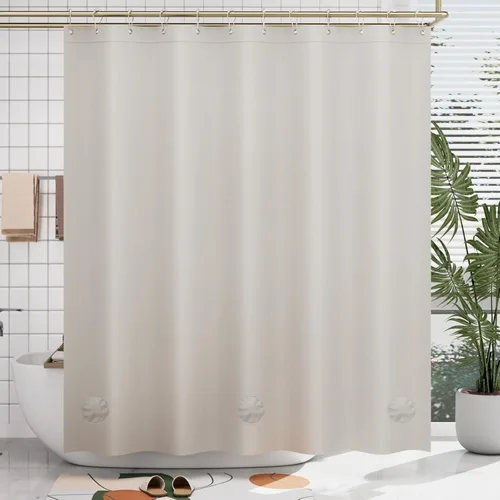 Miniatura 41 de AmazerBath - Cortina de ducha de plástico, 70 x 72 pulgadas, cortina de ducha esmerilada de plástico, impermeable, pesada, gruesa, con 3 piedras
