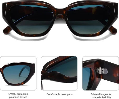 Miniatura 32 de SOJOS Gafas de sol polarizadas de ojo de gato lindo de moda para mujer Cateye SJ2237