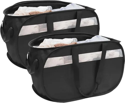 Miniatura 9 de Cesta plegable para la ropa sucia duradera con 2 compartimentos para clasificar y almacenar, cesta portátil para ropa sucia para dormitorio, cuarto