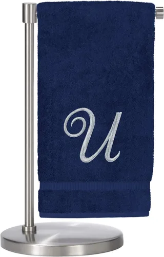 Miniatura 24 de Script R - Toalla de baño con monograma, regalo personalizado, 27 x 54 pulgadas, juego de 1 toalla bordada con texto dorado, 100% algodón turco