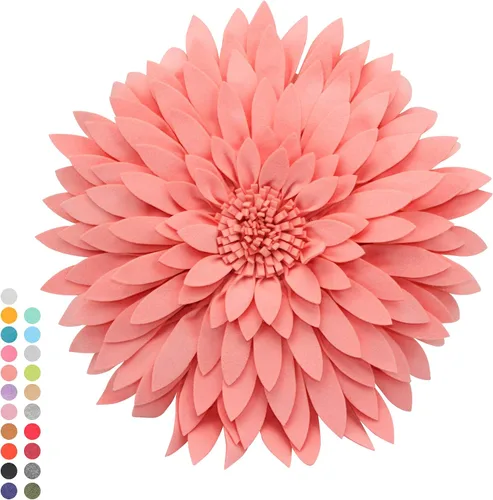 Miniatura 29 de Almohada decorativa 3D de flores de margarita, manta de girasol de 14.5 x 13 pulgadas, decoración redonda para el hogar para sofá y cama