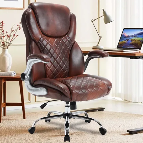 Miniatura 12 de Silla de oficina grande y alta de 400 libras, silla de escritorio ergonómica de respaldo alto con soporte lumbar, silla ejecutiva de piel sintética