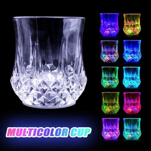 Miniatura 7 de Vasos LED 4 PACK Luz Intermitente Activados por Agua Automáticamente que Cambian de Color Vino Whisky Cerveza Cola Jugo Recipientes para Bebidas
